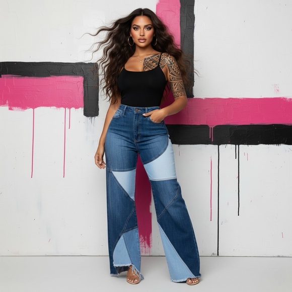 Patch Me Up Flare Jeans – Triple Tone Statement - Picture 2 of 9